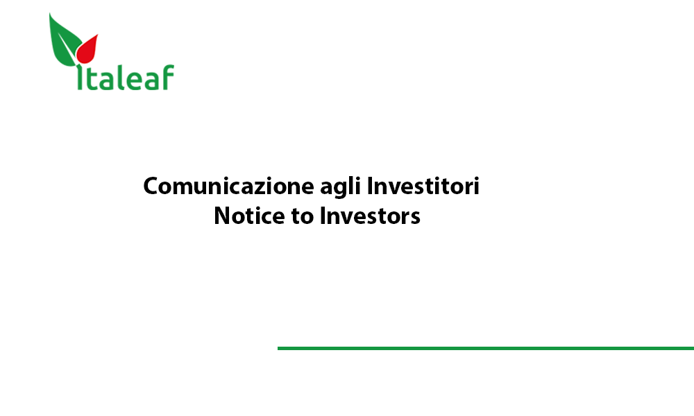 Italeaf Investros Notice