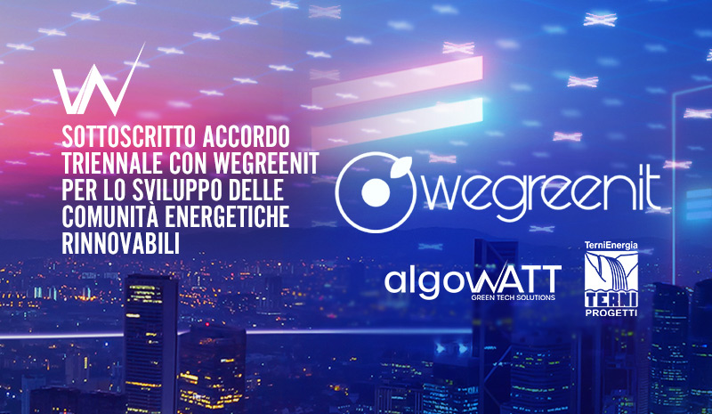algoWatt: three-year agreement signed with Wegreenit for the development of Renewable Energy Communities